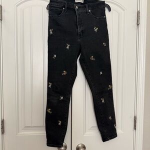 Abercrombie & Fitch Black Embroidered Skinny Jeans